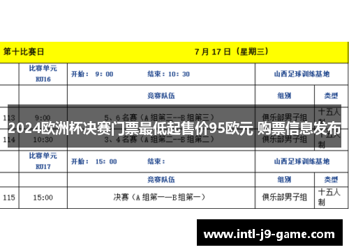 2024欧洲杯决赛门票最低起售价95欧元 购票信息发布